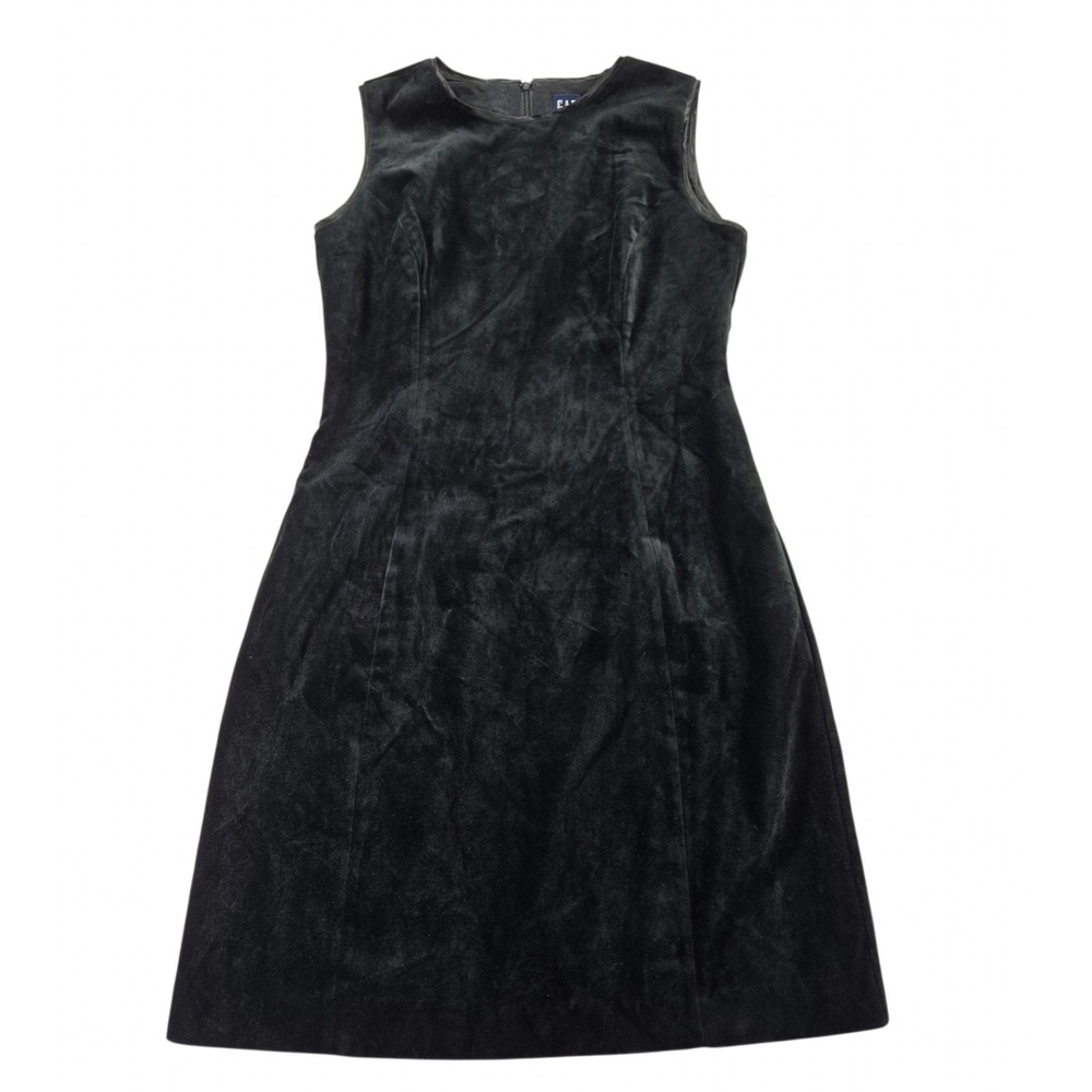 Vintage Gap Womens 4 Black Velvet Dress 1990s Sleeveless Shift A-Line
